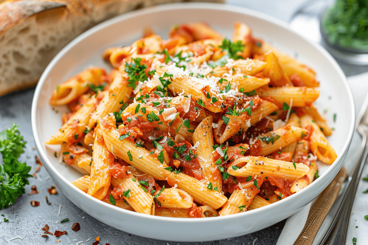 spicy penne pasta done